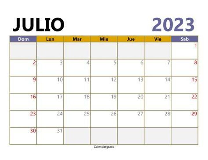 Calendario JULIO 2023 para imprimir en jpg y pdf gratis